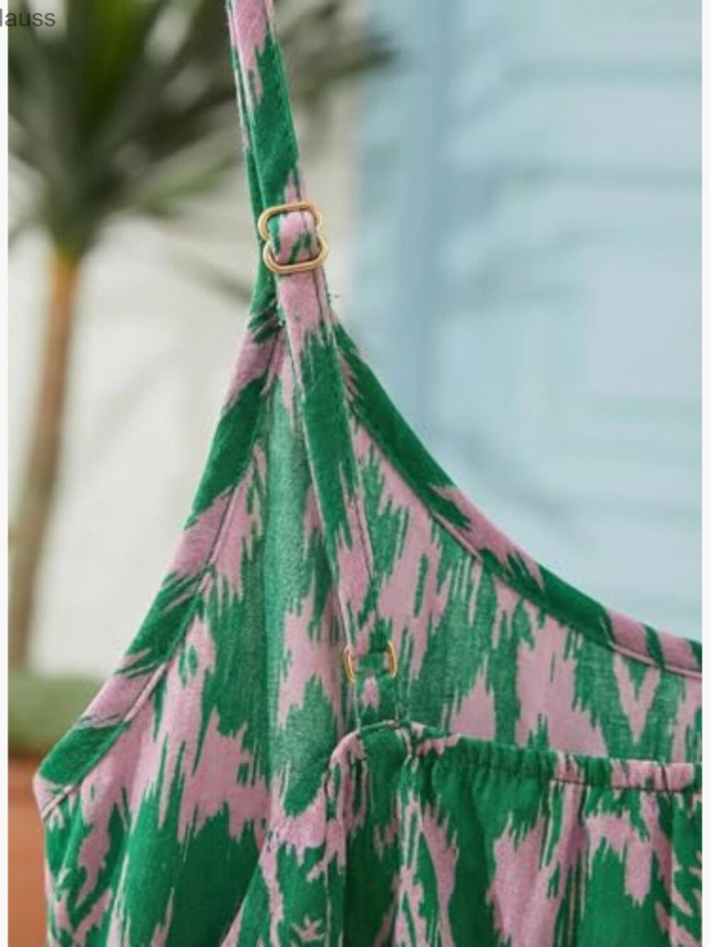 Spaghetti Strap V-Neck Smocked Boho Mini Dress Flowy Summer Casual - Picture 4 of 7